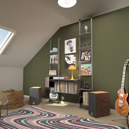 ETAGERE VINYLES SOUS PENTE