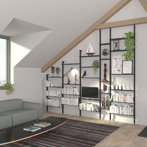 ETAGERE BIBLIOTHEQUE SOUS PENTE