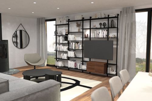 BIBLIOTHEQUE RETOUR MURAL TV INTEGREE