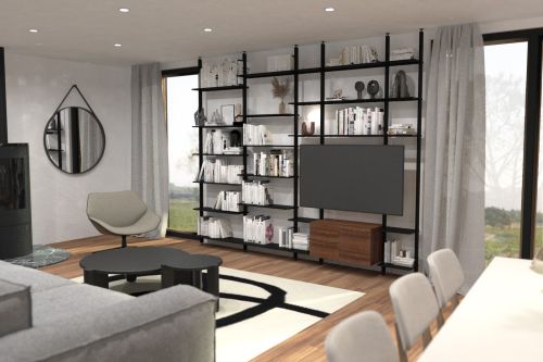 BIBLIOTHEQUE TV INTEGREE DU SOL AU PLAFOND