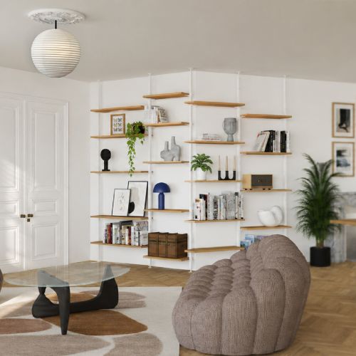 ETAGERE D'ANGLE MODULABLE ACIER / CHENE