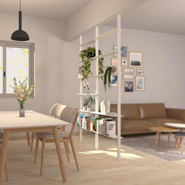 Étagère De Séparation Noa Vicco - 8 étagères, H160 X L67 X P25cm - Blanc - MDF - À Assembler
